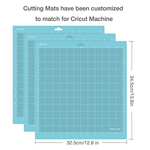 Image of REALIKE 12X12 Lightgrip Cutting Mats for Silhouette Cameo 5 /4 /3 /2 /1(3 Mats) Gridded Adhesive Non-Slip Cut Mat for Crafts, Quilting, Sewing, Scrapbooking and All Arts