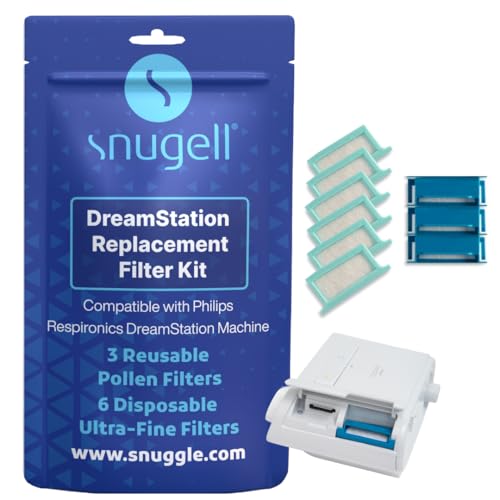 Snugell Filtros para CPAP Dreamstation | Incluye 3 reutilizables y 6 desechables (paquete de 3+6) – Filtros de repuesto universales para máquina CPAP DreamStation