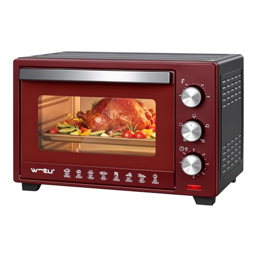 WOLTU Mini Four 28 L, 1600 W, 100-230°C, Minuterie 0-60 min, 3 Modes de Cuisine, Plaque de Cuisson, Grille, Lèchefrite, pour Cuire Rôtir Décongeler...
