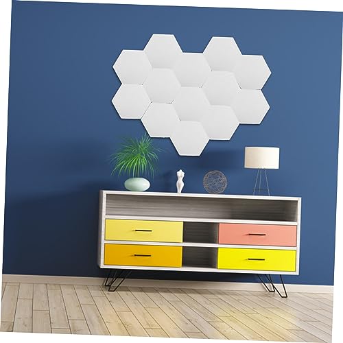 BESPORTBLE Juego de 12 Almohadillas Hexagonales para Aislamiento Acústico de Pared Blanco, Almohadillas Autoadhesivas para Absorción de Sonido para Hogar y Oficina miniatura 6