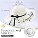 Women's Sun Hats for Beach,Personalized Custom Name Text,Foldable straw hat with wide brim UV protection 50+,Handmade Hats Gift for Honeymoon/Vacation (beach hat)