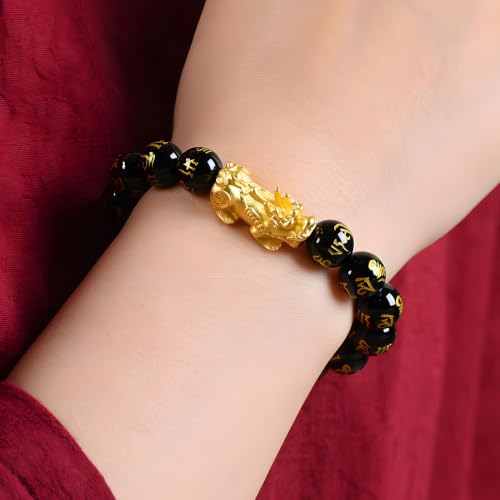 Image of 5 Pcs set Feng Shui Good Luck Bracelets 12mm for Men Women Chinese Fengshui Lucky Bracelet with Pixiu Dragon Charm Attracts Good Luck Wealth Money
