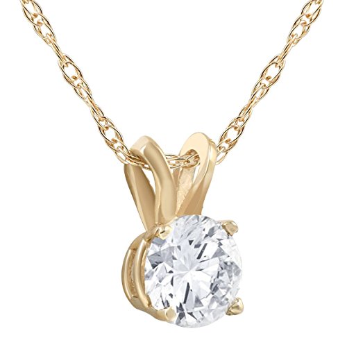 Pompeii 3/4ct Diamond Round Solitaire Necklace 14K Yellow Gold Pendant Lab Grown (H-I,SI(1)-SI(2))3