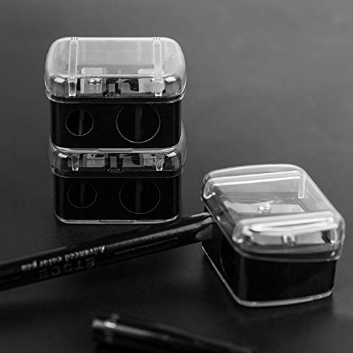 JOMPENS Pencil Sharpeners, 12 Pack Manual Pencil Sharpener Set with 6 Black and 6 Silver Sharpeners, 2 Erasers, Portable Pencil Cutters for School Drawing Classroom and Office Supplies - Image 2