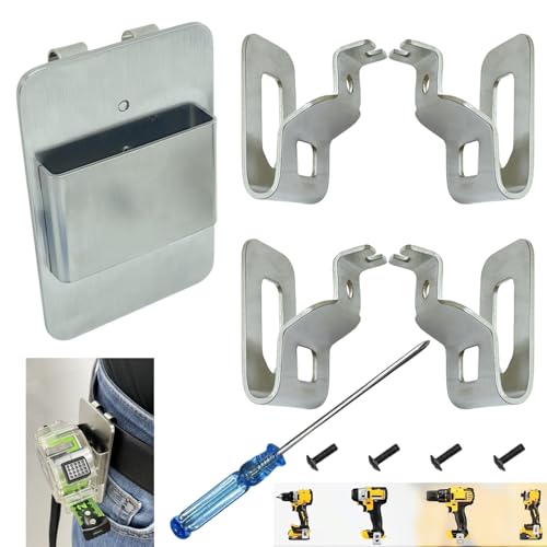 N268241 N086039 Stainless Steel Drill Holder Belt Clip & Hooks for Dewalt 20V Power Tools Compatible with DCD980 DCD985 DCD980L2 DCD985L2 for Hook Holster Cordless Drill Driver Tape Measure