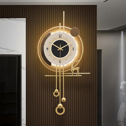 HEBOIX Modern Wall Clock for Living Room,Large Gold...