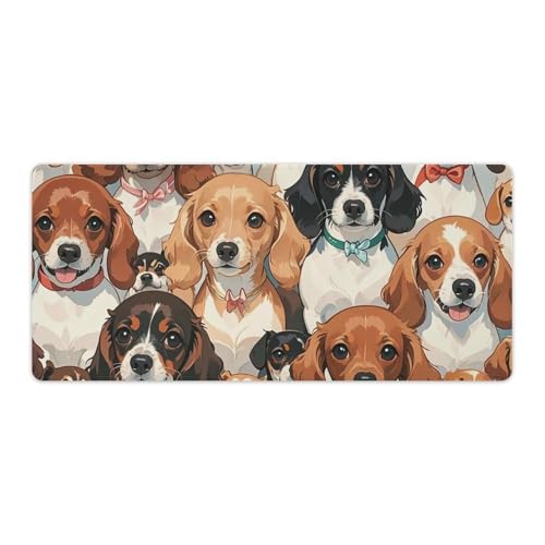 Tapis de souris imperméable motif teckel avec bords cousus renforcés pour setup gamer durable