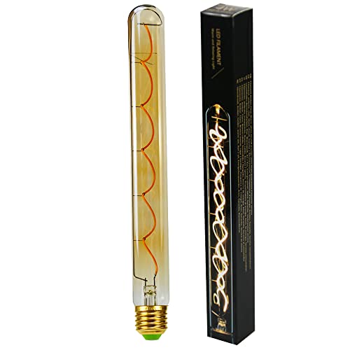 GoldenBuble Edison Ampoule Long Tube T32 300mm Spirale Filament 4W Dimmable Vintage Ampoule Décorative 220V E27 Cover