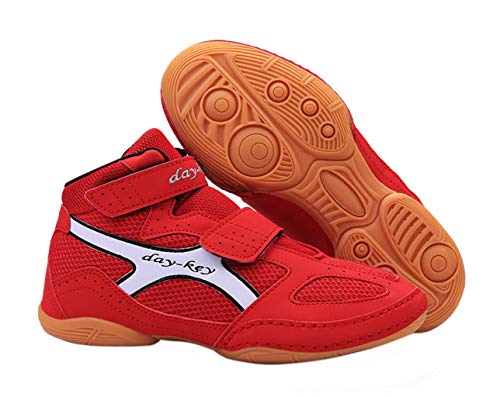 Day Key Lightweight Wrestling Shoes for Kids, Boys, Girls, Youth, Teenagers Red