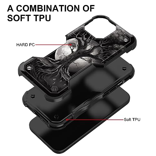 Coque iPhone 15 Plus Arbre de Vie lune housse double couche antichoc 6,7 pouces