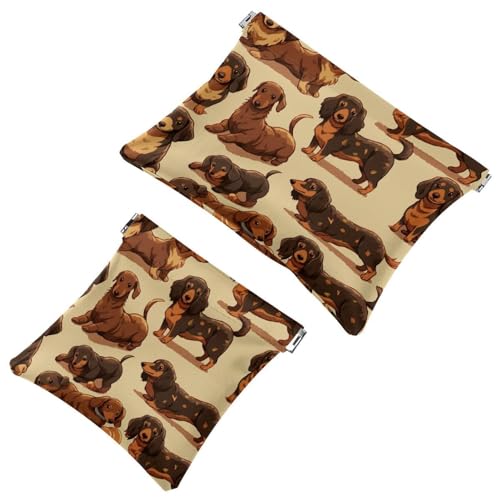 La soluzione da viaggio: 2 pezzi Cute Little Dog-180 Shrapnel Pouch - Borsa compatta per il trucco Multicolore