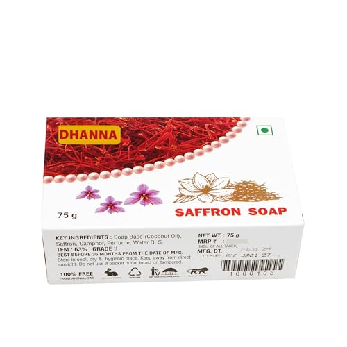 Image of Hand Made Real Kesar Bath soap for Unisex, Best for All types of skin, Saffron soap for fairness and skin whitening combo offer (buy 4 get 1 free)) 75g