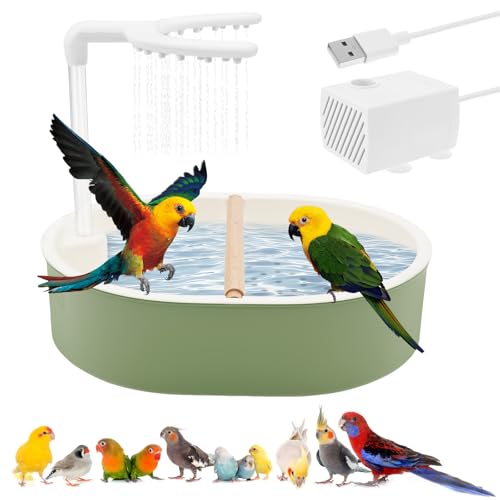 BAODBF Vogeldusche Wellensittich,USB Stromschleife Automatisches Vogelbad,Wellensittich Dusche mit Wasserfall und Zirkulierendem Wasser,31.8×25×8.5 cm,Vogel Dusche für Wellensittiche Nymphensittiche