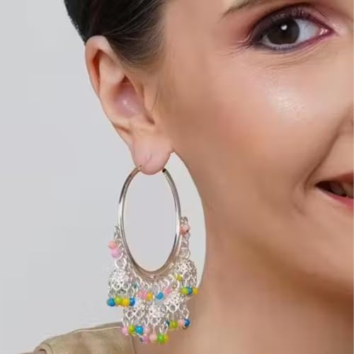 Image of Premium Oxidized Jhumki Earrings for Women | Chunky Long Ghungroo | Bridal Dulhan Temple Jewelry | Anti Tarnish Hypoallergenic Festive Earrings for Navratri, Garba, Dandiya, Diwali ,Wedding
