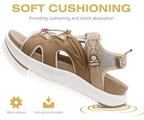 ONCAI Walking Sandals for Women,Sport Athletic Hiking Sandals With Arch Support Orthotic Outdoor Footbed for Plantar Fasciitis, Sandalias Mujer with Adjustable Straps (US Size 6-12)3