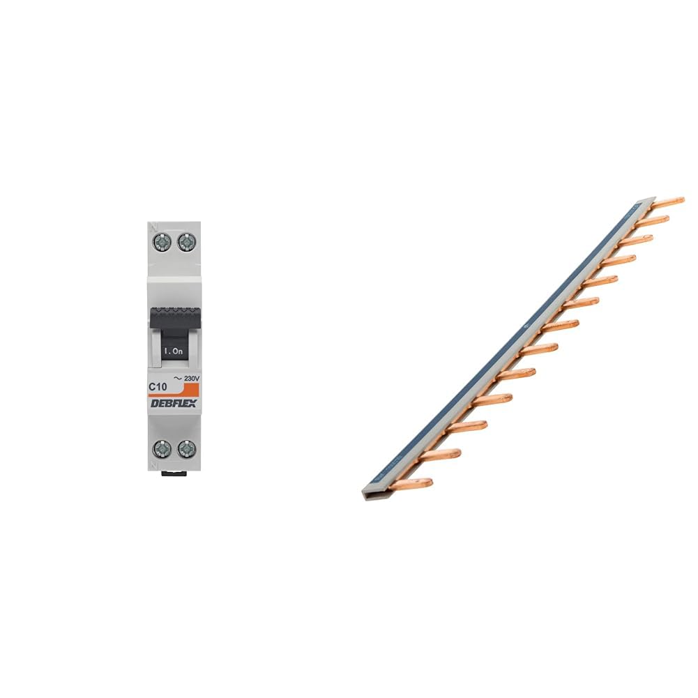 DEBFLEX - DISJONCTEUR 3KA PH+N 10A - Modulaires - Gamme modulaire - Disjoncteurs - 707502 & Peigne 13 modules noir/blanc longueur 220mm