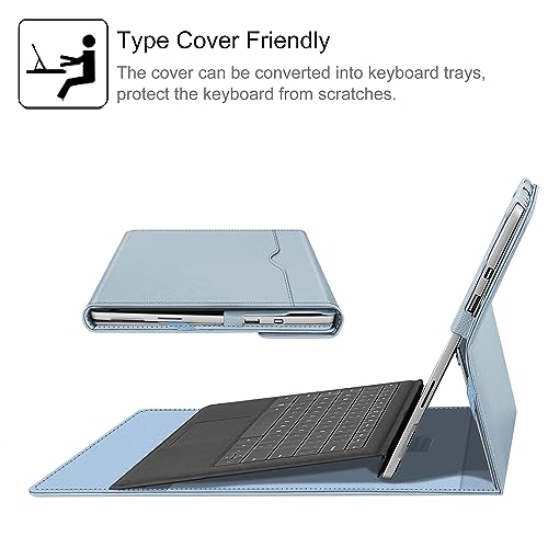 Image of Fintie Case for 12.3 Inch Microsoft Surface Pro 7, Surface Pro 6, Surface Pro 5, Surface Pro 4, Pro 3 - Portfolio Business Cover with Pocket, Compatible with Type Cover Keyboard (Ice Blue)