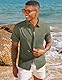 PJ PAUL JONES Hemden Herren Kurzarm Leinenhemd Einfarbig Regular Fit Freizeithemd für Sommer (Grün, XL)