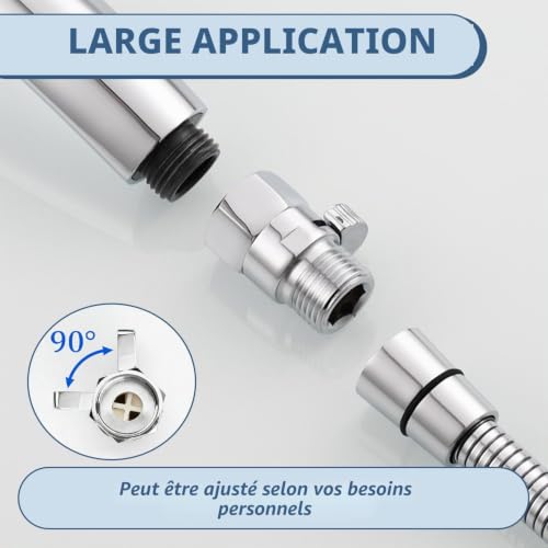 Vanne Arrêt Douche Chrome Universelle Pommeau Économiseur Eau Bain – vue 4