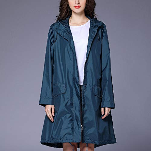 Chaqueta impermeable mujer con capucha y manga larga ajustable para lluvia 3
