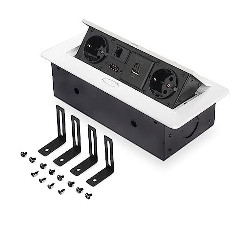 Multipresa A Scomparsa Da Scrivania Eu Con 2 Prese Schuko Usb A+C Rj45 Hdmi Bianco - 7
