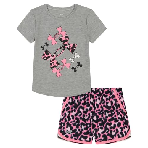 Image of Under Armour Girl's 2-piece Short Sleeve Tee and Shorts Set, Lightweight and Comfortable