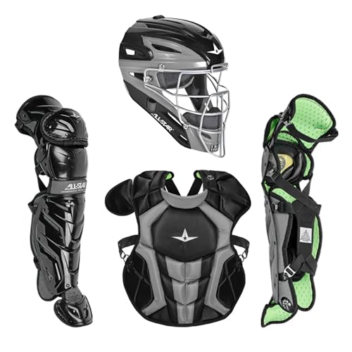 All-Star S7 Ages 12-16 - Baseball Catching Equipment Kit (Includes Helmet, Chest Protector, Leg Guards), Meets NOCSAE Black