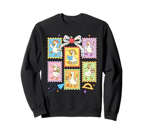 Back To School Teacher Silly Goose Coquette Bow Stamps Sweatshirt