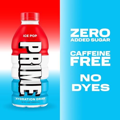 PRIME HYDRATION Variety - Blue Freeze, Cherry Freeze, ICE POP Sports Drinks, Electrolyte Enhanced for Ultimate Hydration, 250mg BCAAs, B Vitamins, Antioxidants, Low Sugar, 12 Fl Oz, 15 Pack