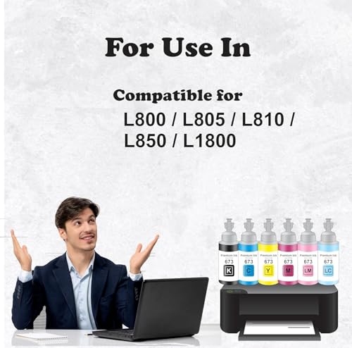 Image of Duplex DTC T673 Compatible Refill Ink for Epson L805, L800, L1800, L810, L850 Printer - Compatible Ink Bottle for Epson T673 Ink Code (T673 Ink Set)