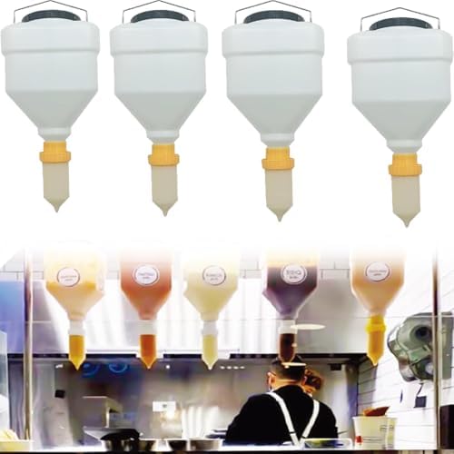 Leakproof 3.5L/5.5L Sauce Dispenser Bottle Set - Squeeze Ketchup, Mustard, Mayo & Salad Dressing - Ideal for BBQs, Parties, Cooking - 8 Essential Kitchen Tools Included