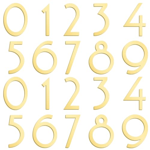 Leinuosen Gold 3 Inch Acrylic Mailbox Number 2 Set, Minimal Style