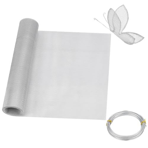 OLYCRAFT Aluminium Skulpturdrahtgewebe 30cm X 3 m 1.5x3mm Maschenweite Edelstahlgeweberolle Mit 15 Gauge Aluminiumdraht Für Kunsthandwerk Metall Gartengitter Fenster