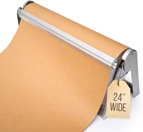 Kenley Butcher Paper Dispenser - Large Holder and Cutter for Wrapping Butcher Craft Freezer Paper Roll - Wall Mount or Tabletop - Carbon Steel Non-Slip Cutter with Serrated Blade (24-Inch) by Kenley - Used condition - US$41.30
