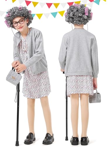 Disfraz de abuela para niñas y niños 8 piezas miniatura 5