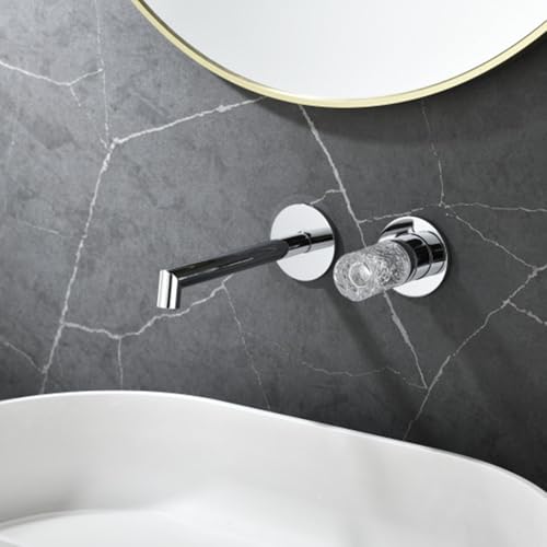 Mitigeur lavabo mural MOCHAMIK en laiton chromé pour salle de bains