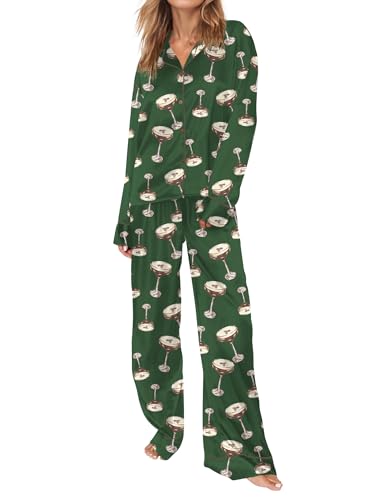 Image of SHESHOW Satin Pajamas for Women Set Long Sleeve Button Down Sleepwear 2 Piece Nightwear Women Pjs Sets Size XS-XXL