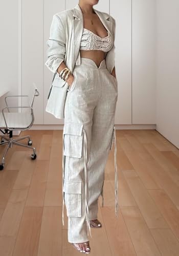 Stylish Women's Apricot Blazer & Pant Set for Effortless Elegance - Image 5