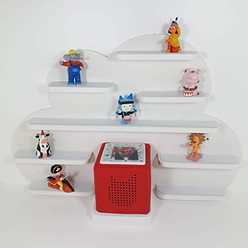 Tonie Board, Wolke in weiß mit weißen Regalen, ideale Aufbewahrung für Tonie Box und Tonie Figuren, Kinderzimmer Regal, Deko Board, Musikboxaufbewahrung, Hängeregal