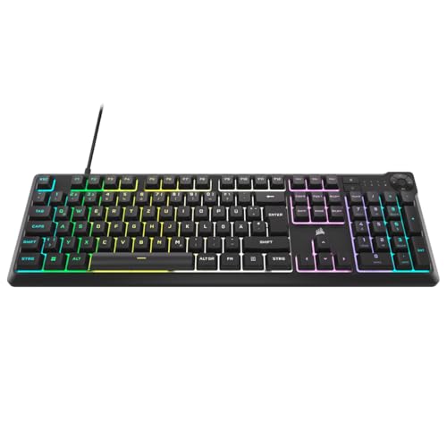 K55 CORE RGB Membrane Tastiera da gioco cablata - Interruttori silenziosi e reattivi - Protezione dagli schizzi - RGB a dieci zone - Tasti multimediali - Compatibile con iCUE - QWERTZ DE - - Tastiera gaming - Immagine 1