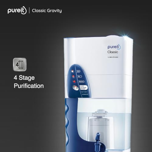 Image of Pureit Classic 23 L Gravity Based Water Purifier | Activated Carbon Filtration | No Electricity Required | Multi-Stage Purification: Uses programmed Germ Kill technology (White)