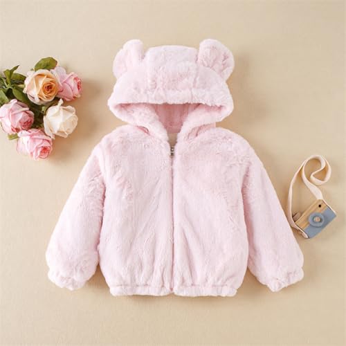 Girls Fleece Jacket Winter Flannel Fuzzy Zip Up Bear Fur Coat