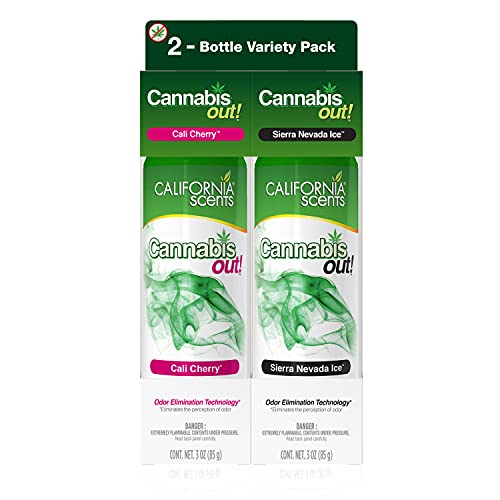 Car Air Freshener Cannabis Out Spray by California Scents, Cannabis Odor Eliminator Variety Pack, 3 Oz Each, 2 Pack