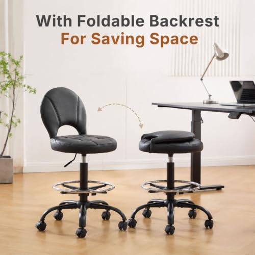 Manyday Drafting Chair with Folding Back | Comfy Office Chair with Wheels by Manyday - Used condition - Image 3