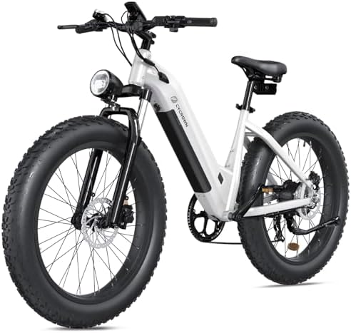 CYCROWN Electric Bike for Adults,1500W Peak Motor City Cruiser Ebike,48V Removable Battery,28MPH 75Miles Step-Thru Electric Bicycle,26" x 4.0 Fat Tire Full Shock Absorber Commuter E Bike
