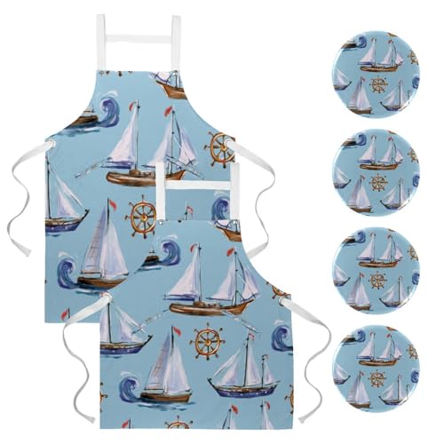 Tablier de cuisine anti-taches peinture yacht pour travail et bar