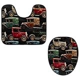 2-teiliges Badezimmermatten-Set: Lieferumfang: 1 x Kontur-Badematte (46 x 51,5 cm) und 1 x WC-Deckelbezug (44 x 35 cm).