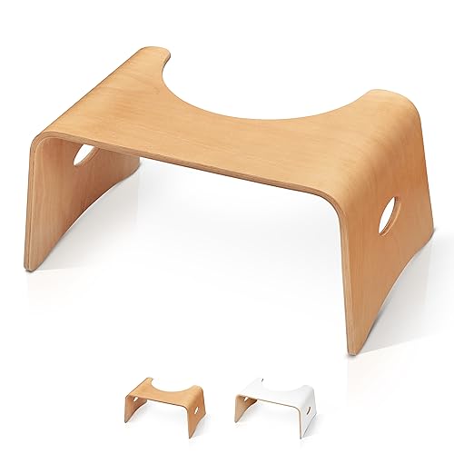 Well Care Taburete de Baño de Madera barnizada - Reposapiés fisiológico de Inodoro para Adulto - Favorece la posición Squatty contra el estreñimiento en el WC