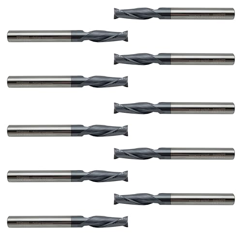 Image of Carbide Square End Mill - 2 Flute - 1 /4 inch 2T (10 Piece, 1 /4 inch) - for Milling Alloy Steels, Hardened Steel, Metal & More - Mill Bits Sets for DIYers & Professionals by LU&MN