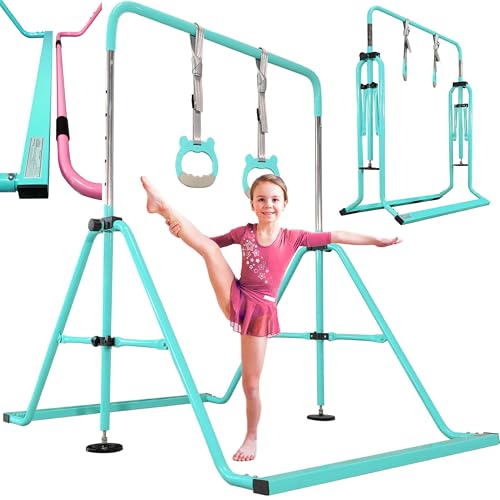 PreGymnastic Folding Gymnastics Bar with Rings for Kids
